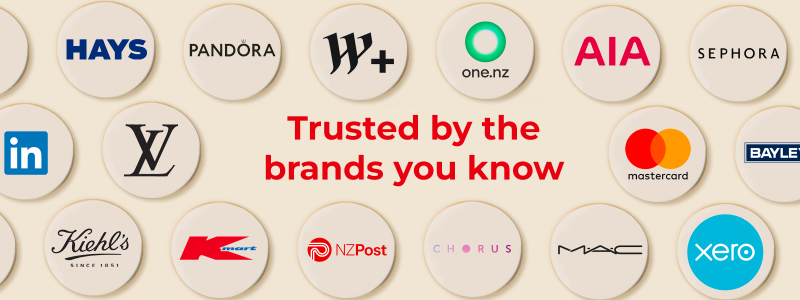 Cookies printed with the logos of brands The Cookie Collective has worked with